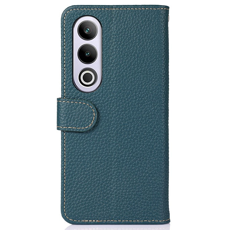KHAZNEH For OnePlus Nord CE4 5G Phone Stand Case Support Stand Genuine Cow Leather Phone Cover - Green