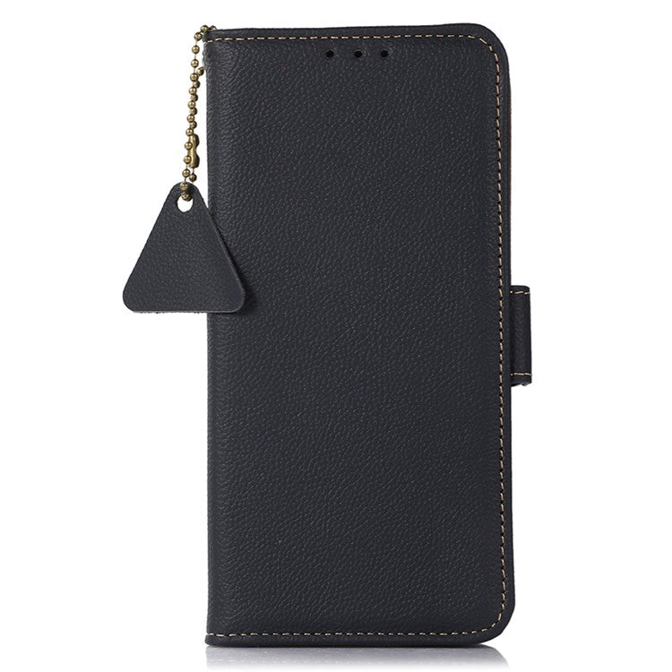 TJ For OnePlus Nord CE4 5G RFID Blocking Case Genuine Cow Leather Cover - Blue