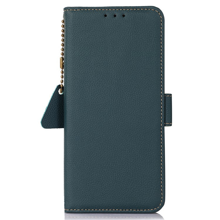 TJ For OnePlus Nord CE4 5G RFID Blocking Case Genuine Cow Leather Cover - Green