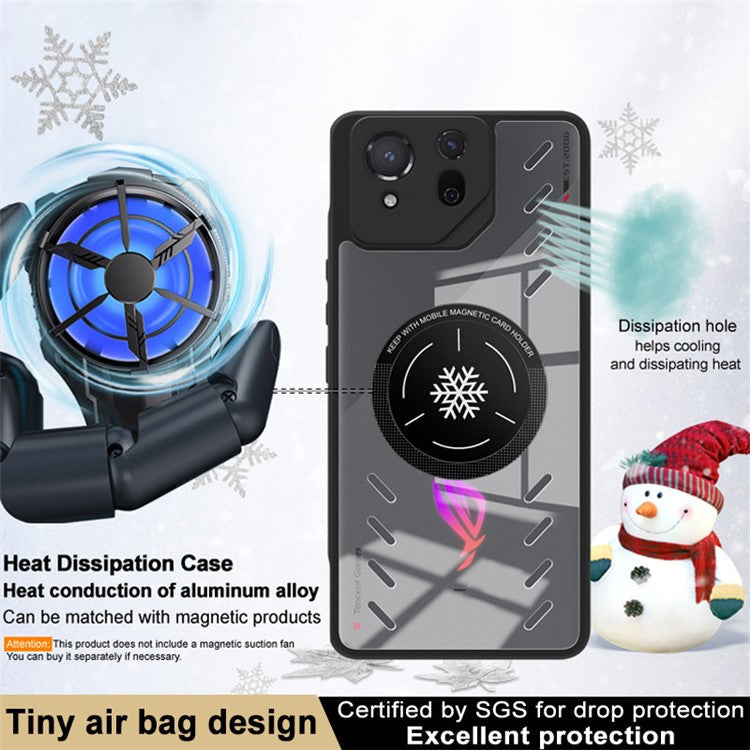 IMAK UX-9A Series for Asus ROG Phone 8 5G / Phone 8 Pro 5G Case Heat Dissipation PC+TPU Clear Phone Shell