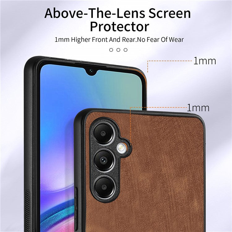 D2 For Samsung Galaxy A25 5G (Global) (161.0 x 76.5 x 8.3mm) Ring Kickstand TPU+PU Leather Anti-drop Phone Case - Brown