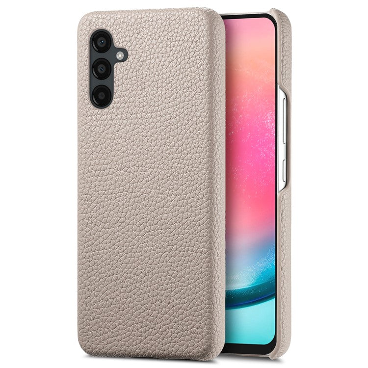 Y1 For Samsung Galaxy A24 4G (162.1 x 77.6 x 8.3mm) Case Litchi Grain PU Leather Coated PC Back Cover - Khaki Grey