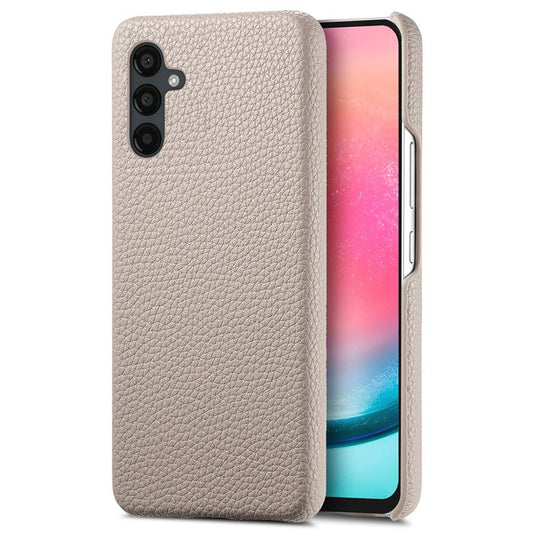 Y1 For Samsung Galaxy A24 4G (162.1 x 77.6 x 8.3mm) Case Litchi Grain PU Leather Coated PC Back Cover - Khaki Grey