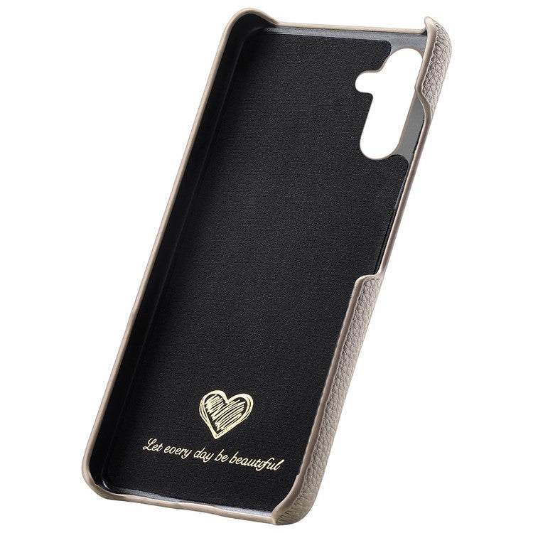 Y1 For Samsung Galaxy A24 4G (162.1 x 77.6 x 8.3mm) Case Litchi Grain PU Leather Coated PC Back Cover - Khaki Grey