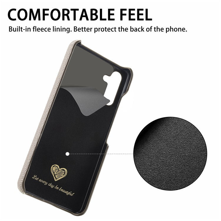 Y1 For Samsung Galaxy A24 4G (162.1 x 77.6 x 8.3mm) Case Litchi Grain PU Leather Coated PC Back Cover - Khaki Grey