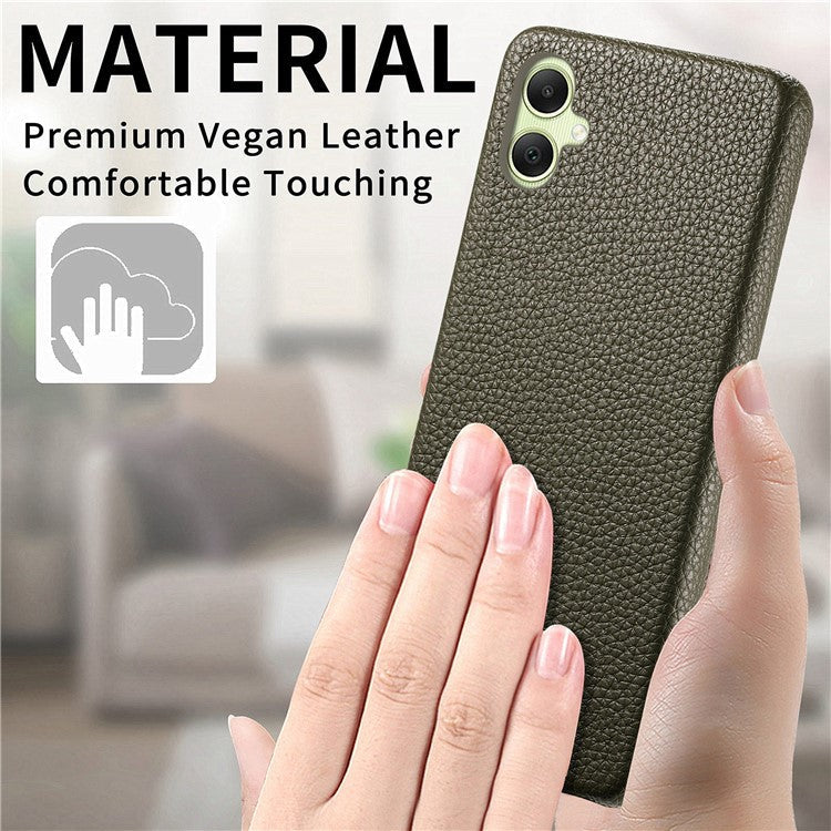 Y1 For Samsung Galaxy A05 4G Case Litchi Texture PU Leather+PC Anti-Scratch Cover - Midnight Green