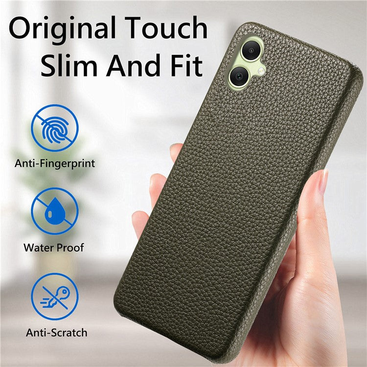 Y1 For Samsung Galaxy A05 4G Case Litchi Texture PU Leather+PC Anti-Scratch Cover - Midnight Green