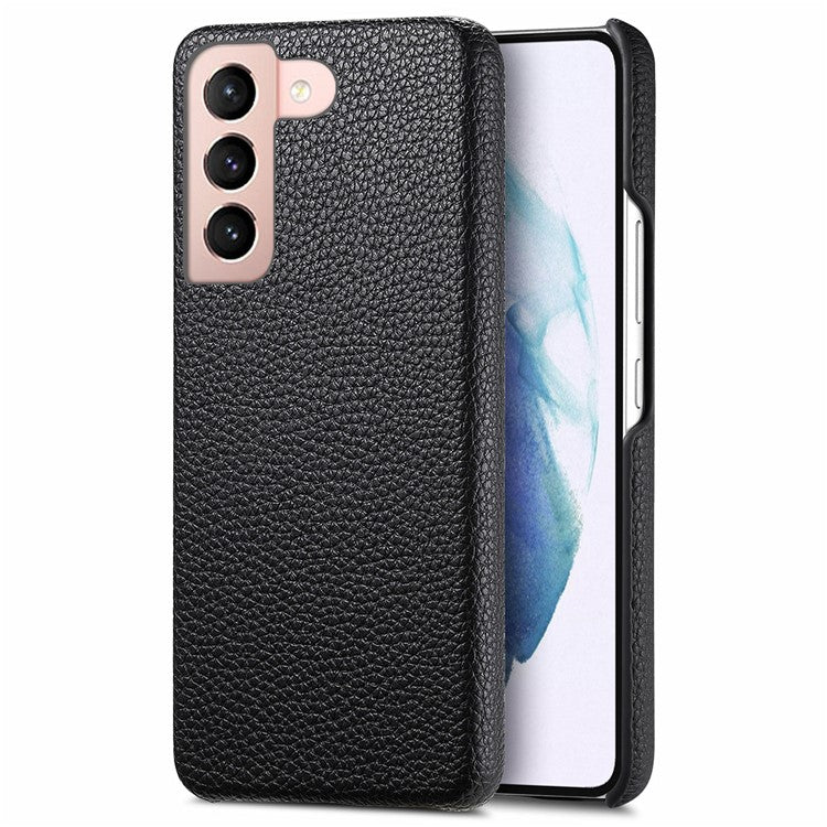Y1 For Samsung Galaxy S21+ 5G Case Scratch-proof Litchi Texture Leather+PC Back Cover - Black