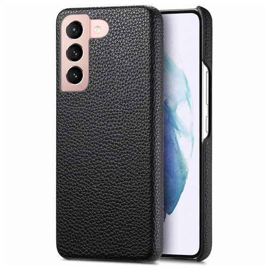 Y1 For Samsung Galaxy S21+ 5G Case Scratch-proof Litchi Texture Leather+PC Back Cover - Black