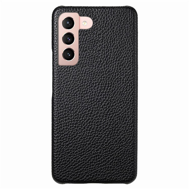 Y1 For Samsung Galaxy S21+ 5G Case Scratch-proof Litchi Texture Leather+PC Back Cover - Black