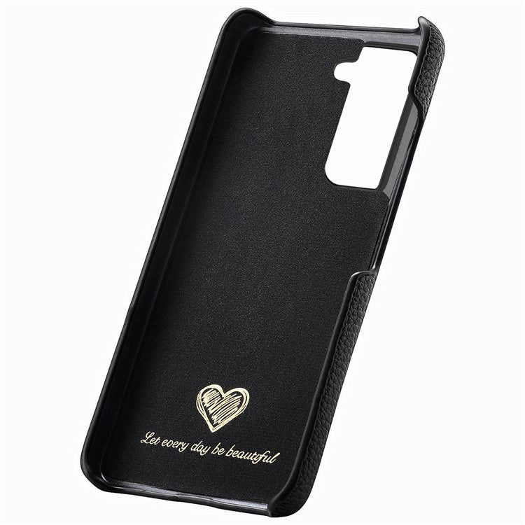 Y1 For Samsung Galaxy S21+ 5G Case Scratch-proof Litchi Texture Leather+PC Back Cover - Black