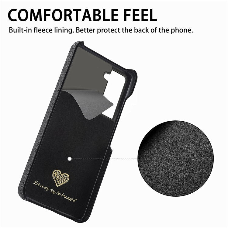 Y1 For Samsung Galaxy S21+ 5G Case Scratch-proof Litchi Texture Leather+PC Back Cover - Black