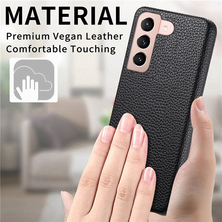 Y1 For Samsung Galaxy S21+ 5G Case Scratch-proof Litchi Texture Leather+PC Back Cover - Black