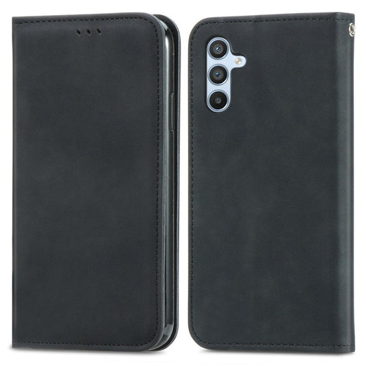For Samsung Galaxy A34 5G Case Skin-touch Leather Phone Cover with Card Slots Stand - Black