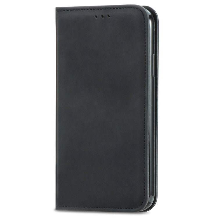 For Samsung Galaxy A34 5G Case Skin-touch Leather Phone Cover with Card Slots Stand - Black