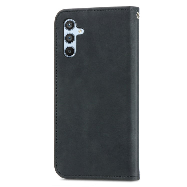 For Samsung Galaxy A34 5G Case Skin-touch Leather Phone Cover with Card Slots Stand - Black