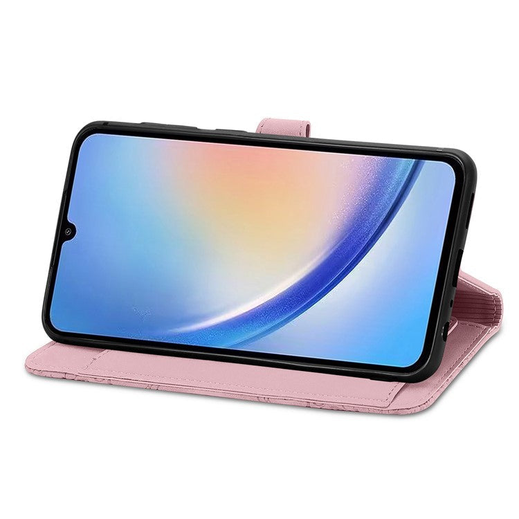 For OnePlus 12 5G Case Leather Card Slots Flower Phone Cover with Wrist Strap - Pink