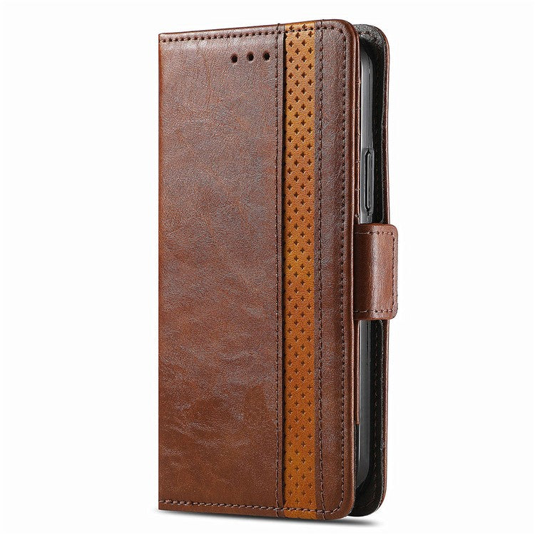 CASENEO 002 Series For OnePlus 12 5G Case Stand Flip PU Leather RFID Blocking Phone Cover - Dark Brown