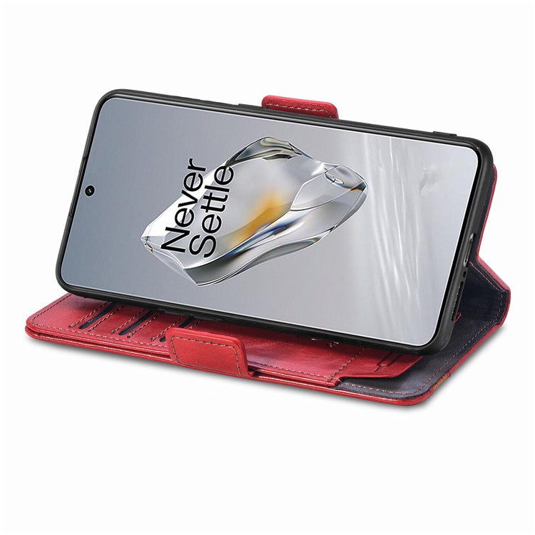 CASENEO 002 Series For OnePlus 12 5G Case Stand Flip PU Leather RFID Blocking Phone Cover - Red