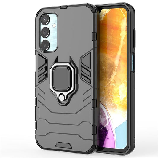 For Samsung Galaxy M15 5G Case with Ring Kickstand PC+TPU Shockproof Protective Phone Cover - Black