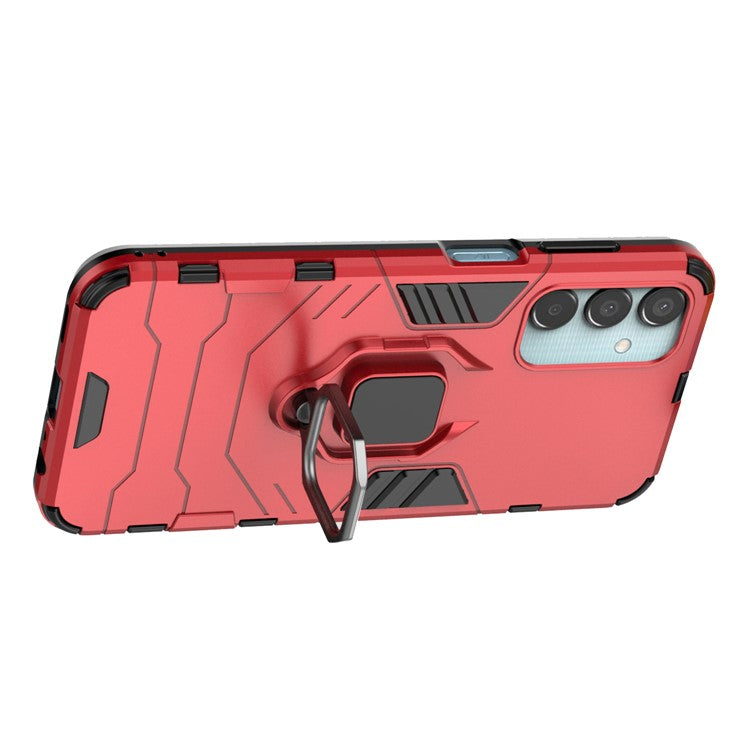For Samsung Galaxy M15 5G Case with Ring Kickstand PC+TPU Shockproof Protective Phone Cover - Red