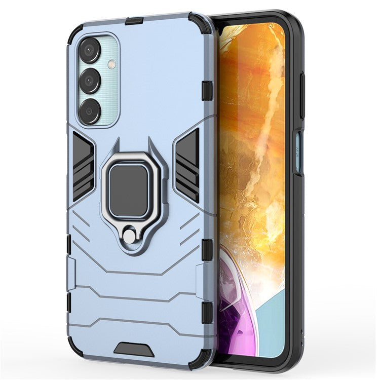 For Samsung Galaxy M15 5G Case with Ring Kickstand PC+TPU Shockproof Protective Phone Cover - Blue