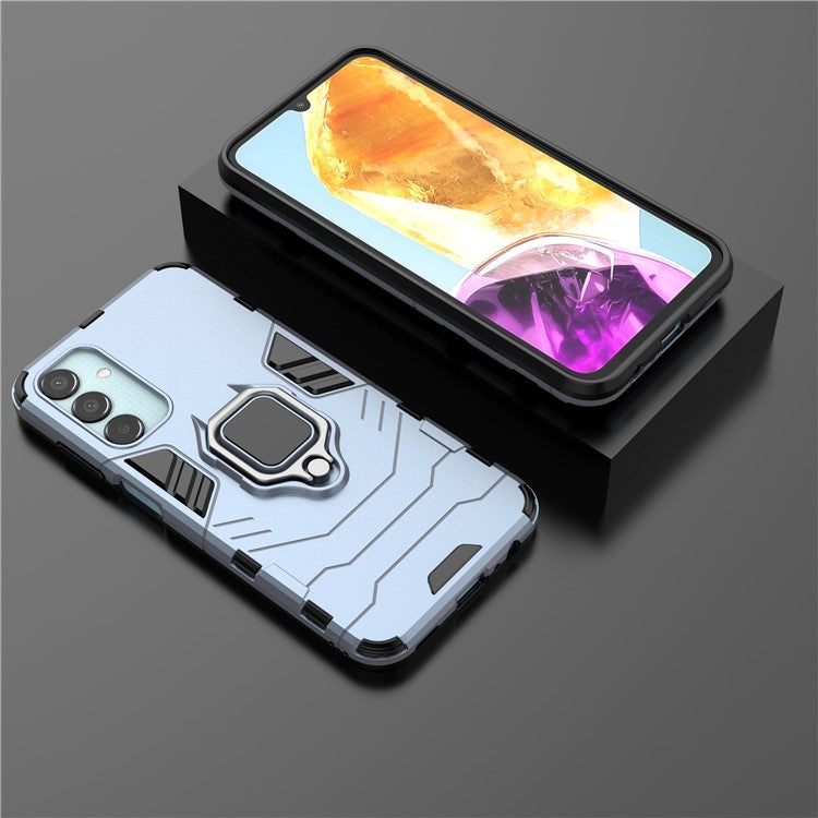 For Samsung Galaxy M15 5G Case with Ring Kickstand PC+TPU Shockproof Protective Phone Cover - Blue