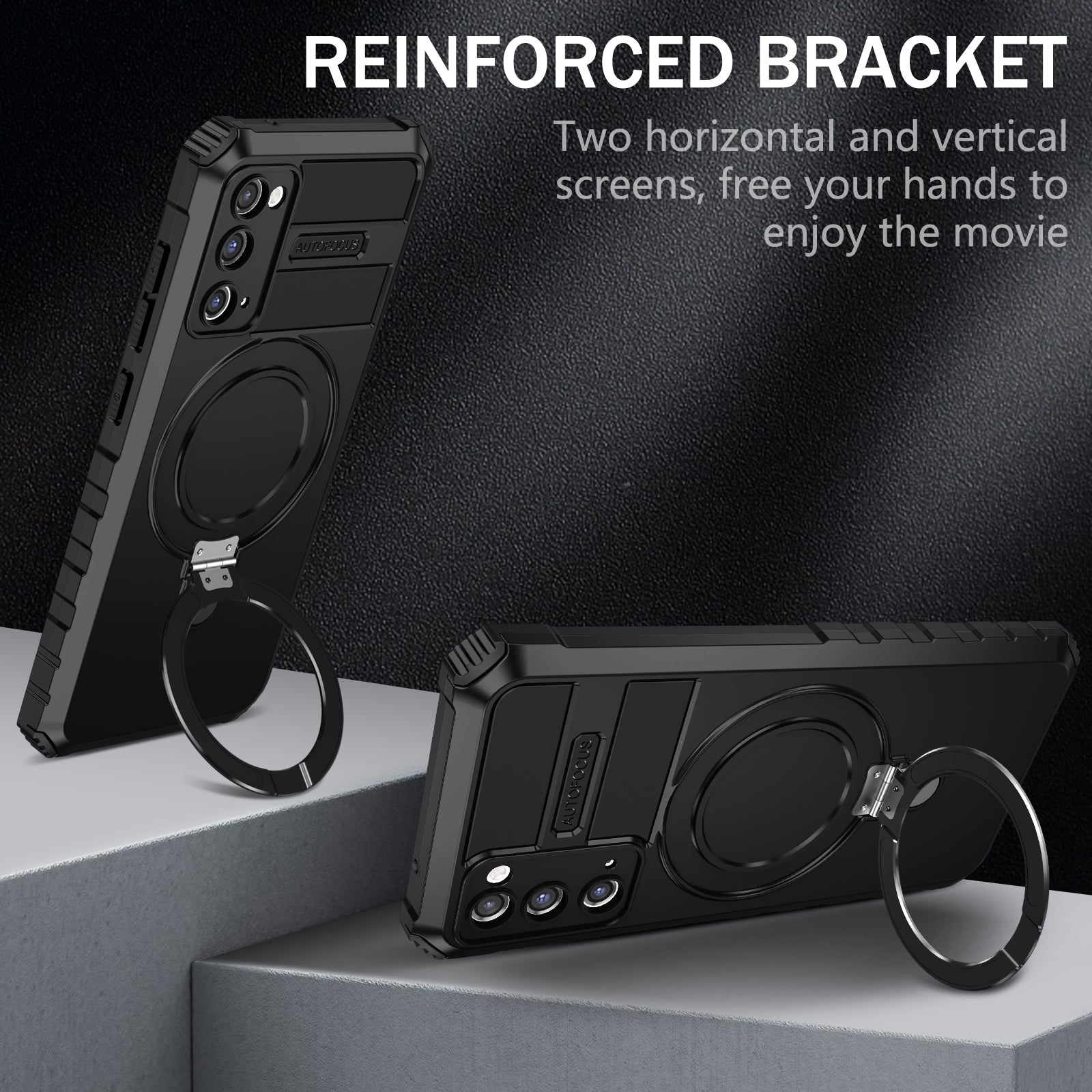 For Samsung Galaxy S20 FE 5G / S20 FE / S20 FE 2022 / S20 Lite Case PC+TPU Magnetic Kickstand Phone Cover - Black