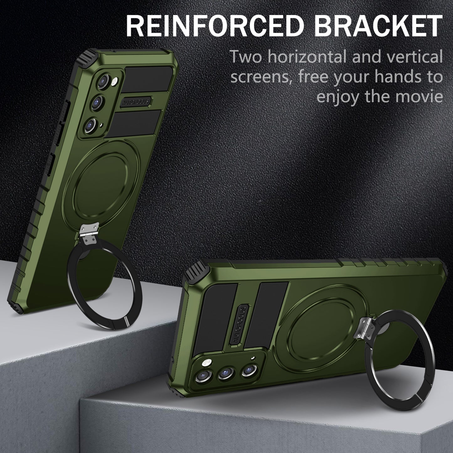 For Samsung Galaxy S20 FE 5G / S20 FE / S20 FE 2022 / S20 Lite Case PC+TPU Magnetic Kickstand Phone Cover - Green