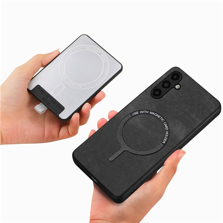D7 For Samsung Galaxy A55 5G Case Detachable Card Slot Magnetic Phone Case with Kickstand - Black