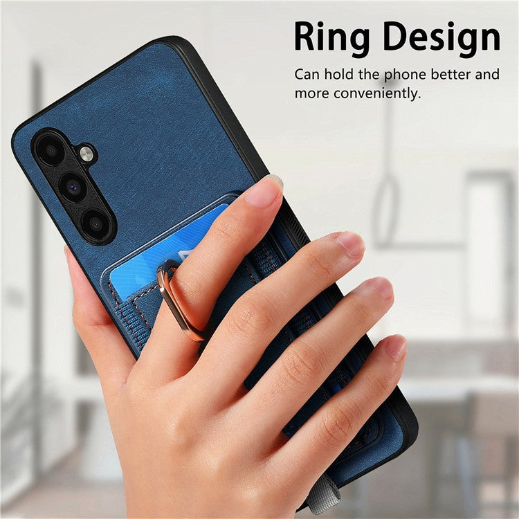 D7 For Samsung Galaxy A34 5G Kickstand Case Detachable Card Slot Magnetic Phone Cover - Blue