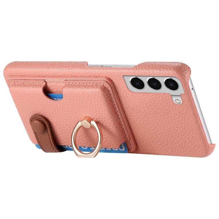 Y2 For Samsung Galaxy S22+ 5G Phone Case Rotating Ring Kickstand Leather Coated PC+TPU Cover - Pink