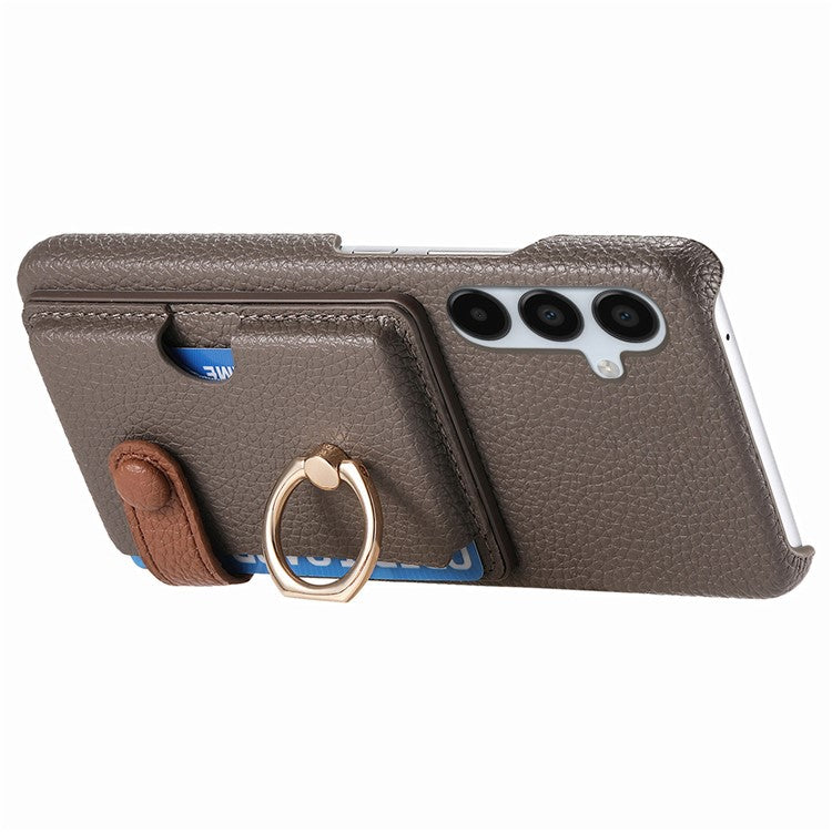 Y2 For Samsung Galaxy A15 4G / 5G Case Litchi Texture Leather Card Slots Phone Back Cover - Silver Grey
