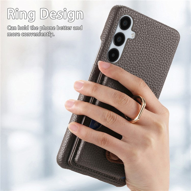 Y2 For Samsung Galaxy A15 4G / 5G Case Litchi Texture Leather Card Slots Phone Back Cover - Silver Grey