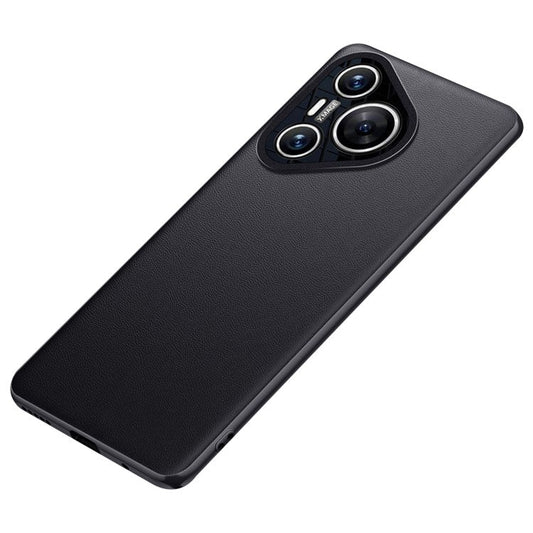 For Huawei Pura 70 Case Drop-resistant PU Leather+TPU Back Phone Cover - Black