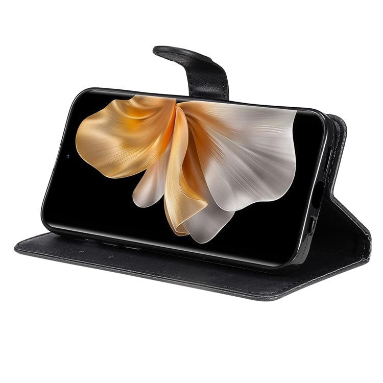 KT Leather Series-2 for vivo S18 5G Case Solid Color Leather Flip Phone Cover with Hand Strap - Black