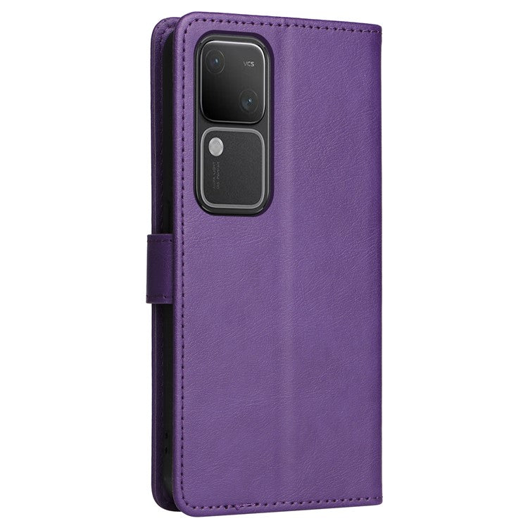 KT Leather Series-2 for vivo S18 5G Case Solid Color Leather Flip Phone Cover with Hand Strap - Purple