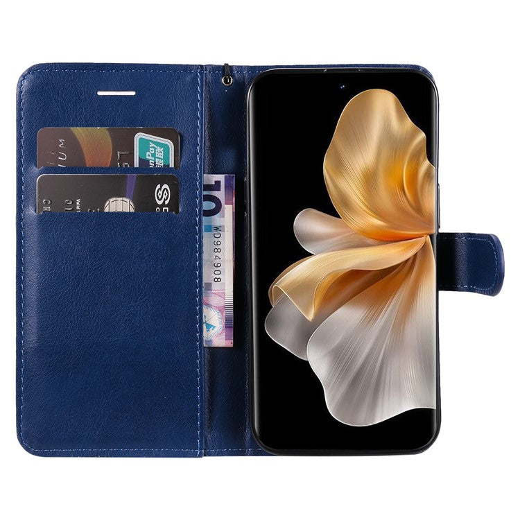 KT Leather Series-2 for vivo S18 5G Case Solid Color Leather Flip Phone Cover with Hand Strap - Blue