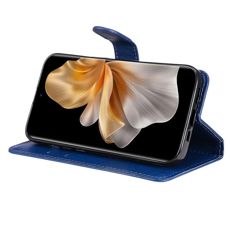 KT Leather Series-2 for vivo S18 5G Case Solid Color Leather Flip Phone Cover with Hand Strap - Blue