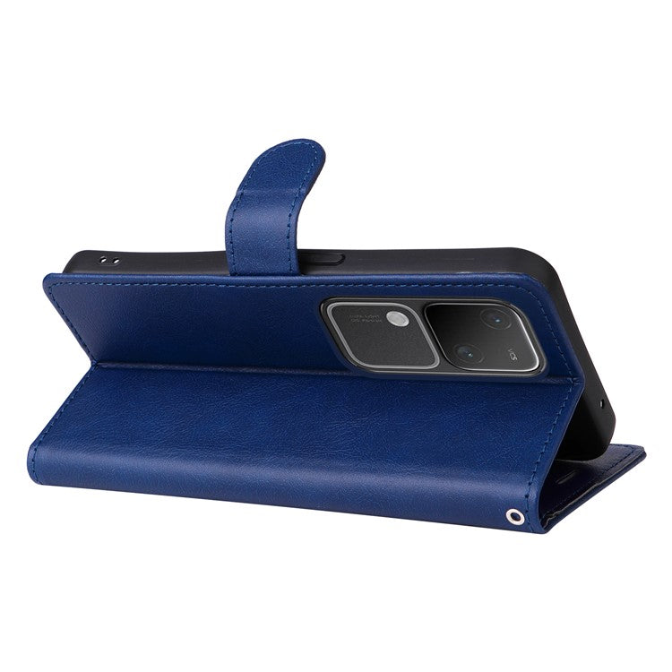 KT Leather Series-2 for vivo S18 5G Case Solid Color Leather Flip Phone Cover with Hand Strap - Blue