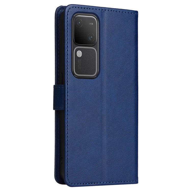 KT Leather Series-2 for vivo S18 5G Case Solid Color Leather Flip Phone Cover with Hand Strap - Blue