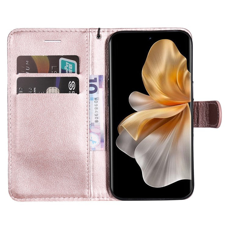 KT Leather Series-2 for vivo S18 5G Case Solid Color Leather Flip Phone Cover with Hand Strap - Rose Gold