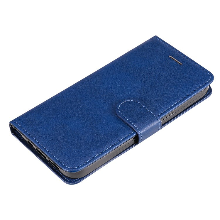 For Samsung Galaxy M15 5G Case Solid Color Leather Mobile Cover Wallet Stand with Strap - Blue