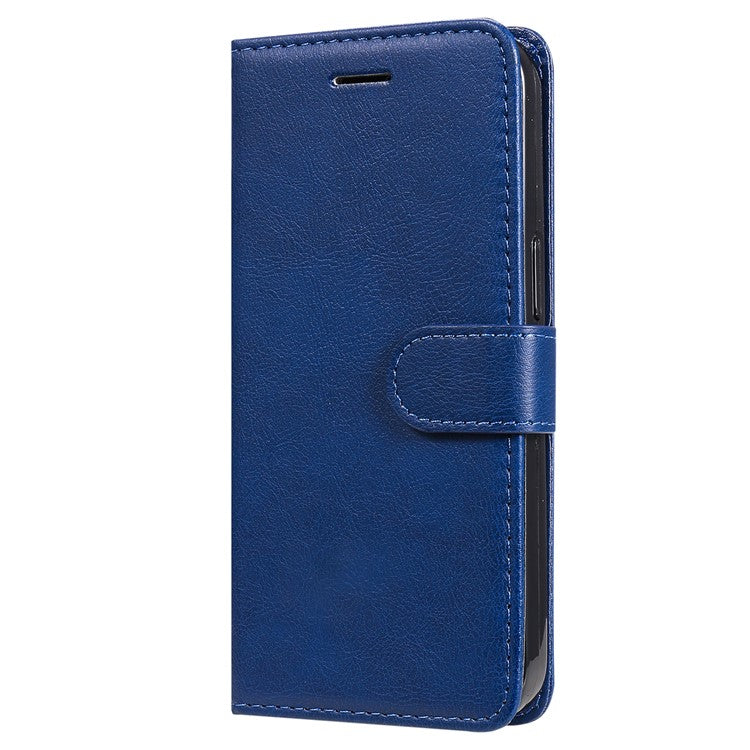 For Samsung Galaxy M15 5G Case Solid Color Leather Mobile Cover Wallet Stand with Strap - Blue