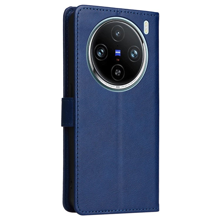 KT Leather Series-2 for vivo X100 Pro 5G Magnetic Case Leather Flip Wallet Phone Cover - Blue