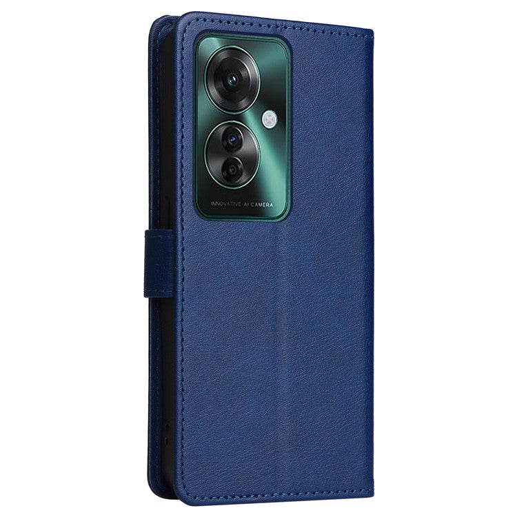 KT Leather Series-2 for Oppo Reno11 F 5G Case Solid Color Leather Wallet Flip Protective Phone Cover - Blue