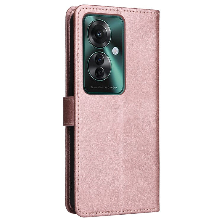 KT Leather Series-2 for Oppo Reno11 F 5G Case Solid Color Leather Wallet Flip Protective Phone Cover - Rose Gold