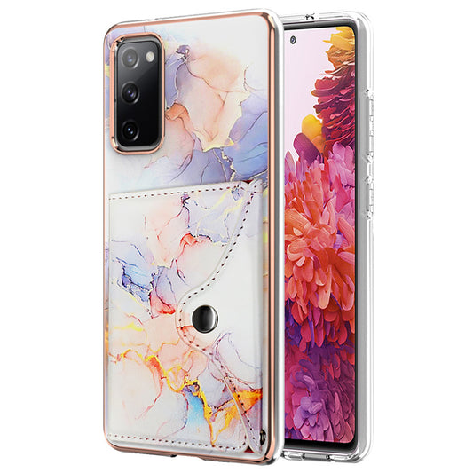 YB Leather Coating Series-9 for Samsung Galaxy S20 FE / S20 FE 5G / S20 FE 2022 / S20 Lite IMD Leather+TPU Phone Cover - 004 Marble White