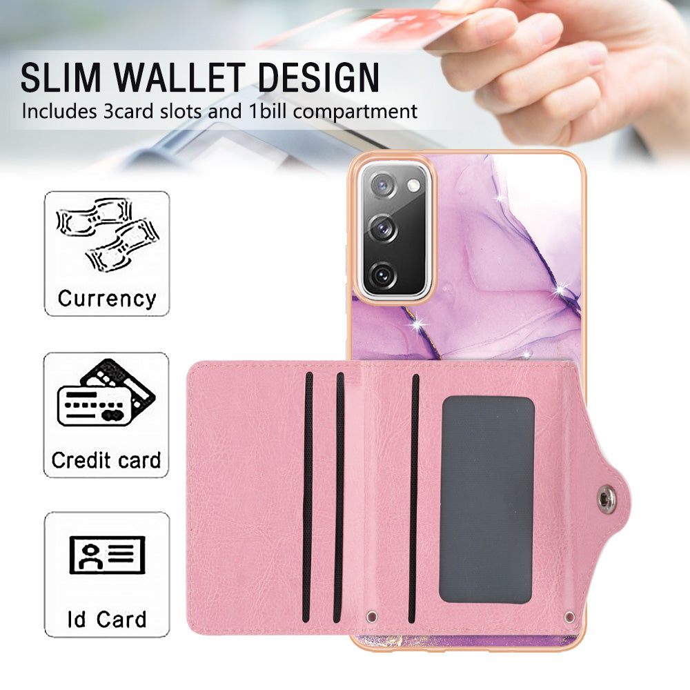 YB Leather Coating Series-9 for Samsung Galaxy S20 FE / S20 FE 5G / S20 FE 2022 / S20 Lite IMD Leather+TPU Phone Cover - 001 Purple