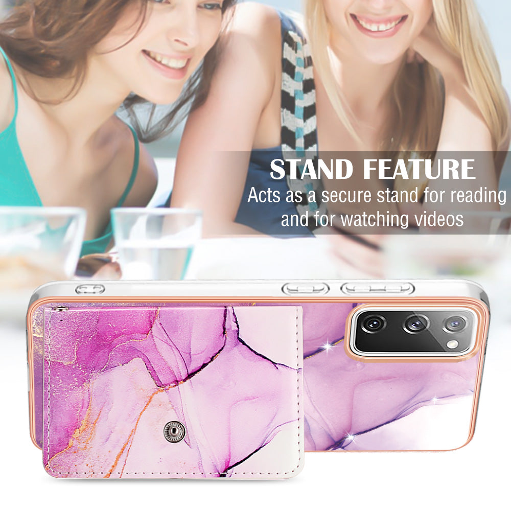 YB Leather Coating Series-9 for Samsung Galaxy S20 FE / S20 FE 5G / S20 FE 2022 / S20 Lite IMD Leather+TPU Phone Cover - 001 Purple